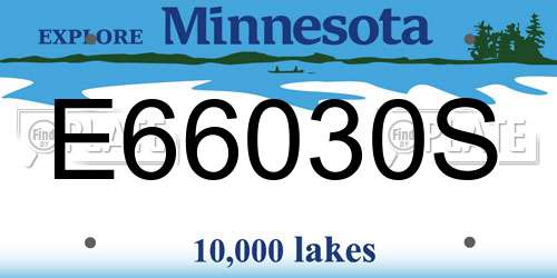 E66030S Minnesota License Plate