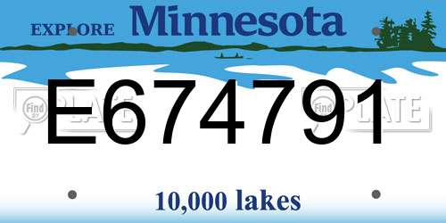 E674791 Minnesota License Plate