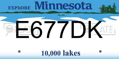 E677DK Minnesota License Plate