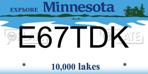 E67TDK Minnesota License Plate
