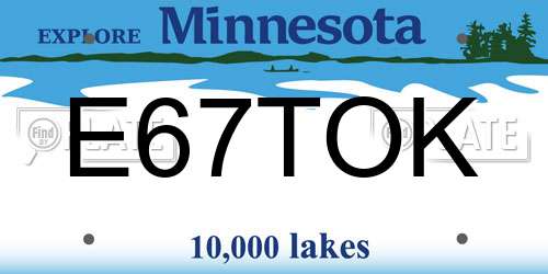 E67TOK Minnesota License Plate