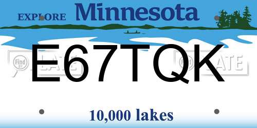 E67TQK Minnesota License Plate