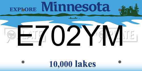 E702YM Minnesota License Plate
