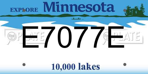 E7077E Minnesota License Plate