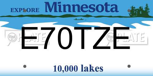 E70TZE Minnesota License Plate
