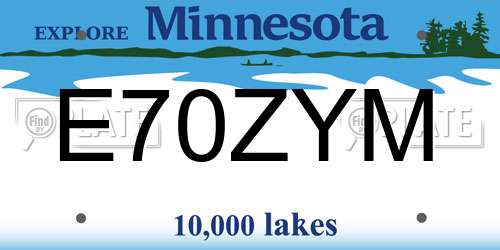 E70ZYM Minnesota License Plate