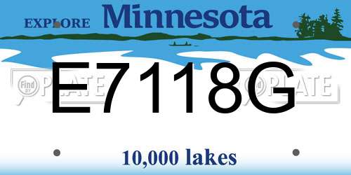 E7118G Minnesota License Plate