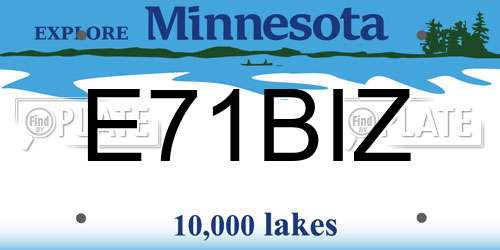 E71BIZ Minnesota License Plate
