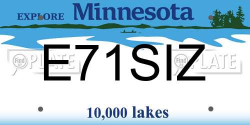 E71SIZ Minnesota License Plate