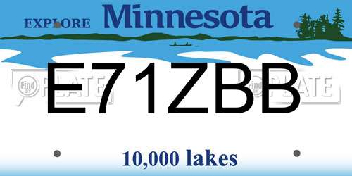 E71ZBB Minnesota License Plate