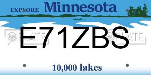 E71ZBS Minnesota License Plate