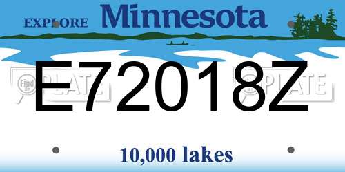 E72018Z Minnesota License Plate