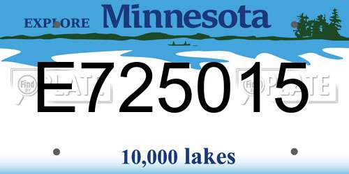 E725015 Minnesota License Plate