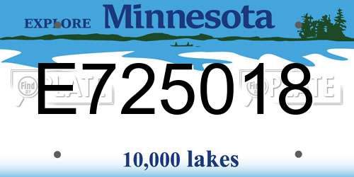 E725018 Minnesota License Plate
