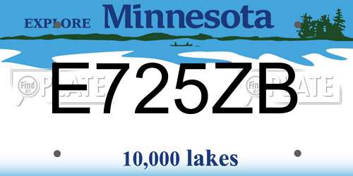 E725ZB Minnesota License Plate
