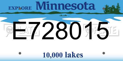 E728015 Minnesota License Plate