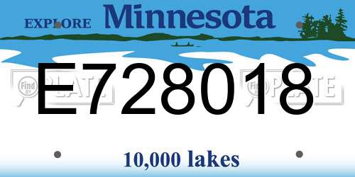 E728018 Minnesota License Plate