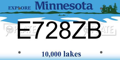 E728ZB Minnesota License Plate