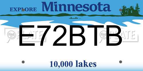 E72BTB Minnesota License Plate