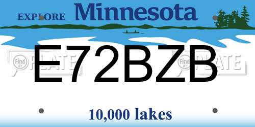 E72BZB Minnesota License Plate