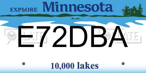 E72DBA Minnesota License Plate