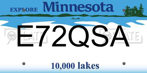 E72QSA Minnesota License Plate