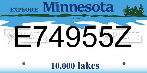 E74955Z Minnesota License Plate
