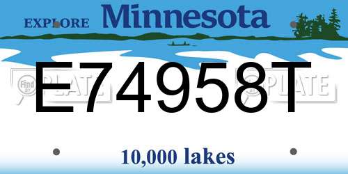 E74958T Minnesota License Plate