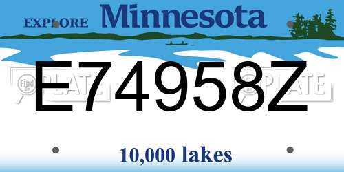 E74958Z Minnesota License Plate