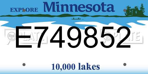 E749852 Minnesota License Plate