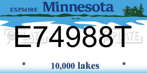 E74988T Minnesota License Plate