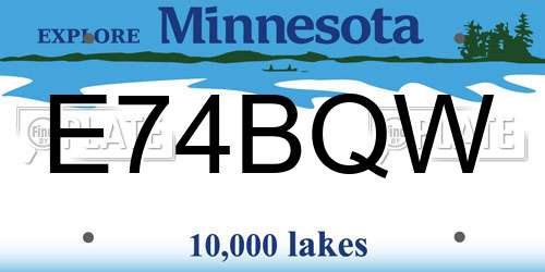 E74BQW Minnesota License Plate