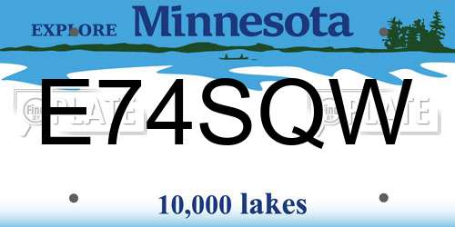 E74SQW Minnesota License Plate