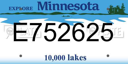 E752625 Minnesota License Plate