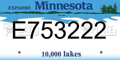 E753222 Minnesota License Plate