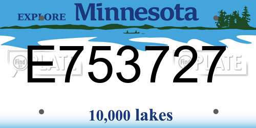 E753727 Minnesota License Plate