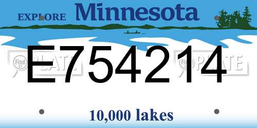E754214 Minnesota License Plate