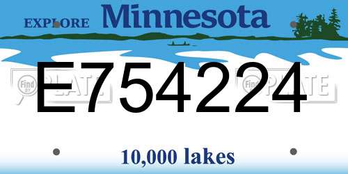 E754224 Minnesota License Plate