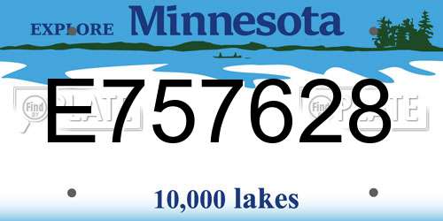 E757628 Minnesota License Plate