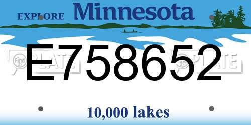 E758652 Minnesota License Plate