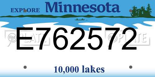E762572 Minnesota License Plate