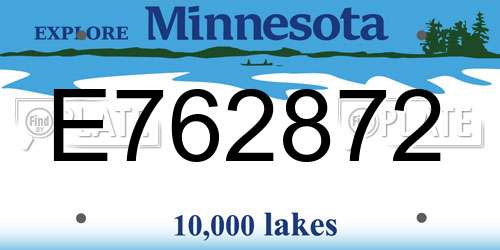 E762872 Minnesota License Plate
