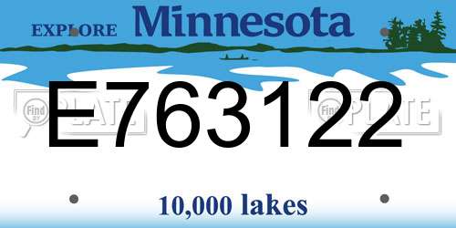 E763122 Minnesota License Plate
