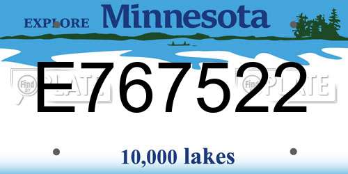 E767522 Minnesota License Plate