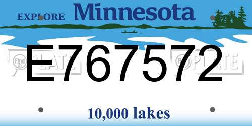 E767572 Minnesota License Plate