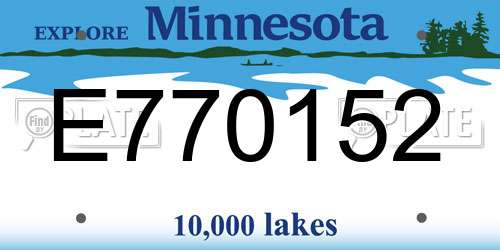 E770152 Minnesota License Plate