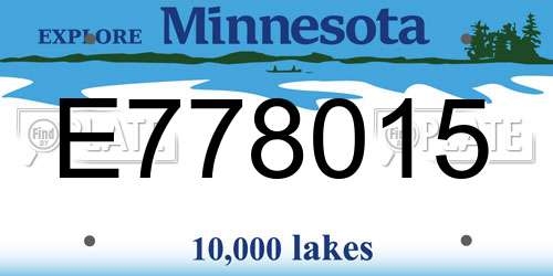 E778015 Minnesota License Plate