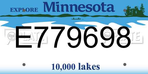 E779698 Minnesota License Plate