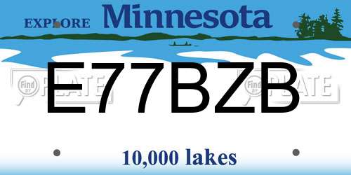 E77BZB Minnesota License Plate