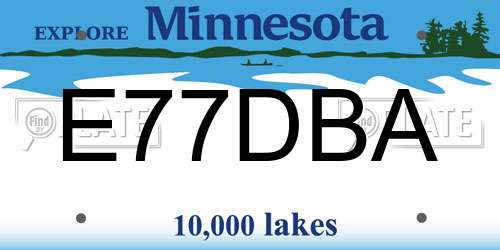 E77DBA Minnesota License Plate